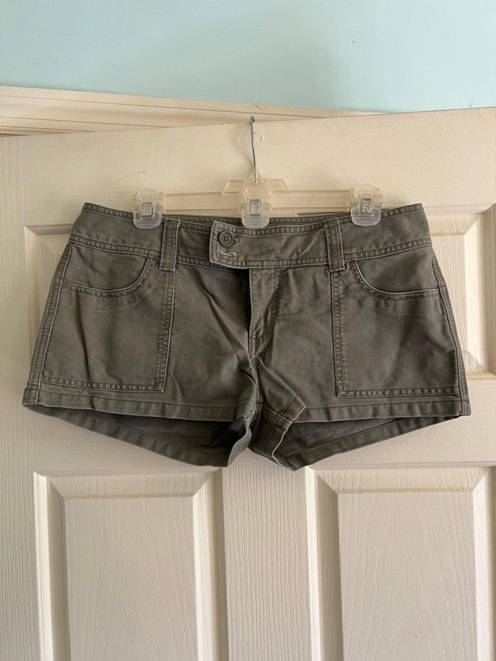 Aeropostale Olive Green Denim Utility Shorts